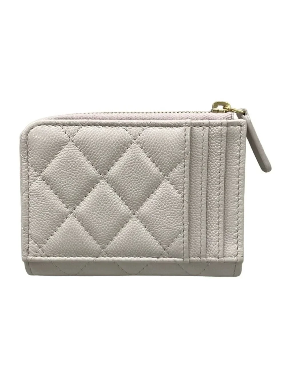 Chanel Coin Case Classic Zip Card Quilted Purple Gray